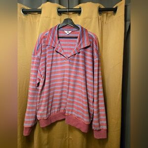 Ascot And Hart, Womens Collared Striped Long Sleeve, Size 1X